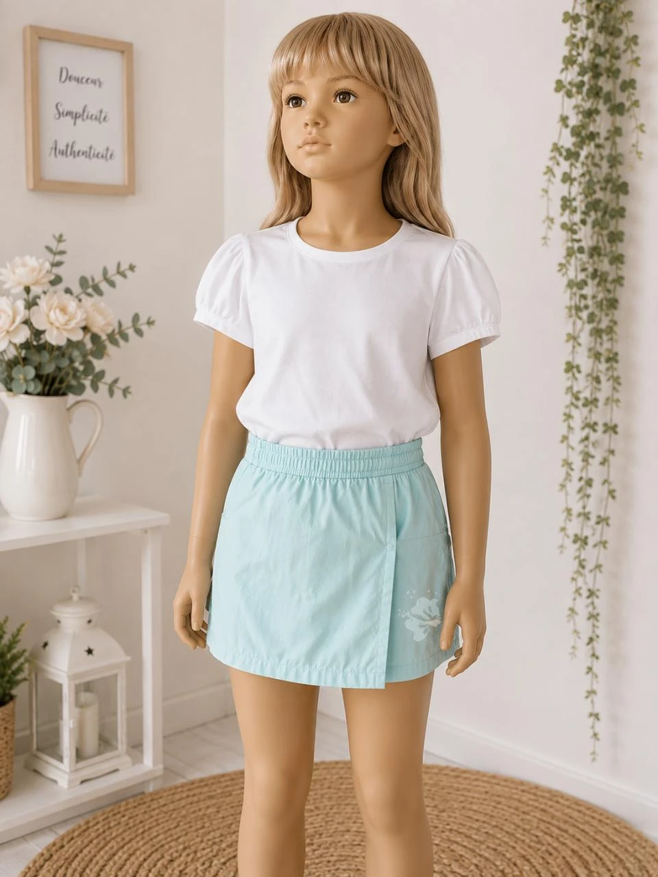 Short jupe couleur turquoise âge 10 ans